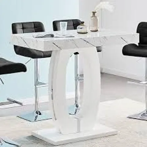 BOXED HALO BAR TABLE IN VIDA HIGH GLOSS TOP AND WHITE BASE (2 BOXES)