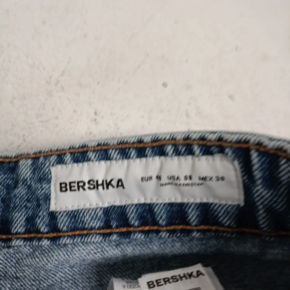 BERSHKA DENIM SHORTS – DISTRESSED BLUE, WOMEN'S
