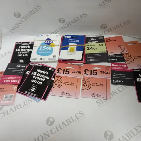 LARGE QUANTITY MOBILE TOP UPS AND SIM CARDS FROM PROVIDERS SUCH AS GIFFGAFF, LEBARA, TESCO MOBILE, ETC