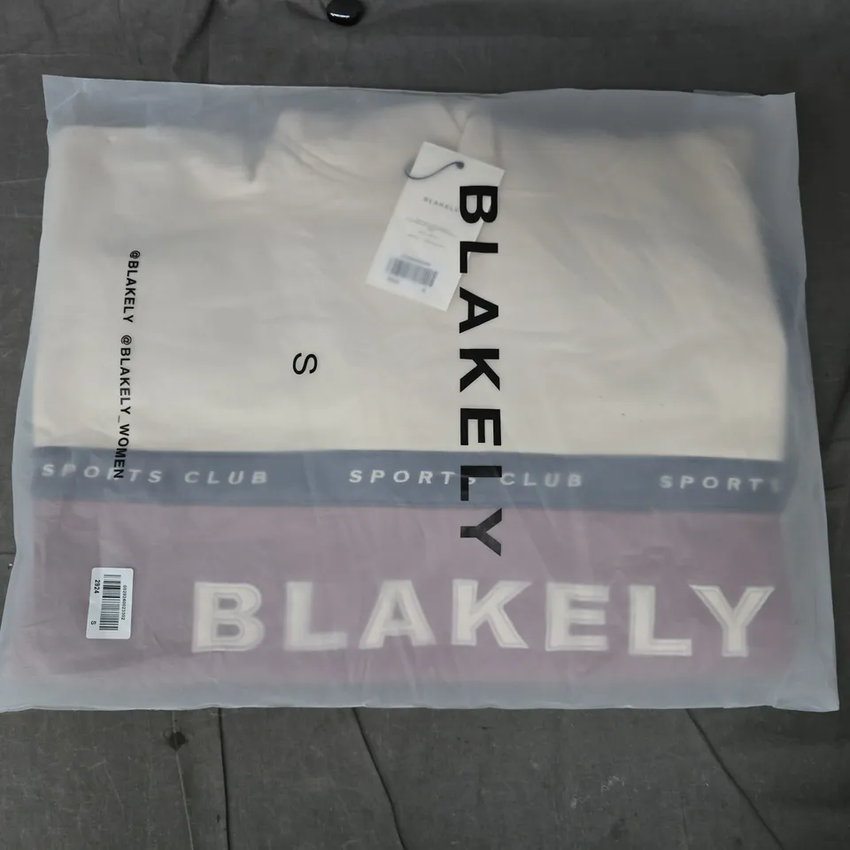 BAGGED BLAKELY OVERSIZED HOODIE IN CREAM/BURGUNDY SIZE SMALL