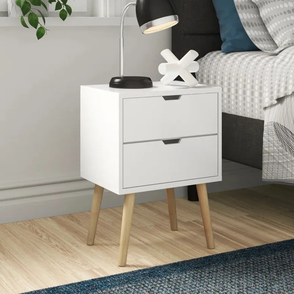 BOXED LALANI 2 DRAWER BEDSIDE TABLE