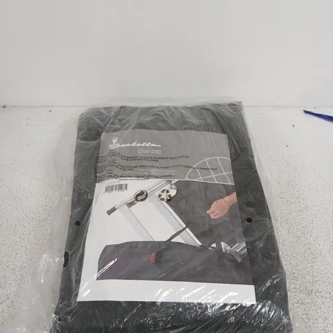 ISABELLA CHAIR BAG – FOLDED BLACK FABRIC IN PLASTIC PACKAGING