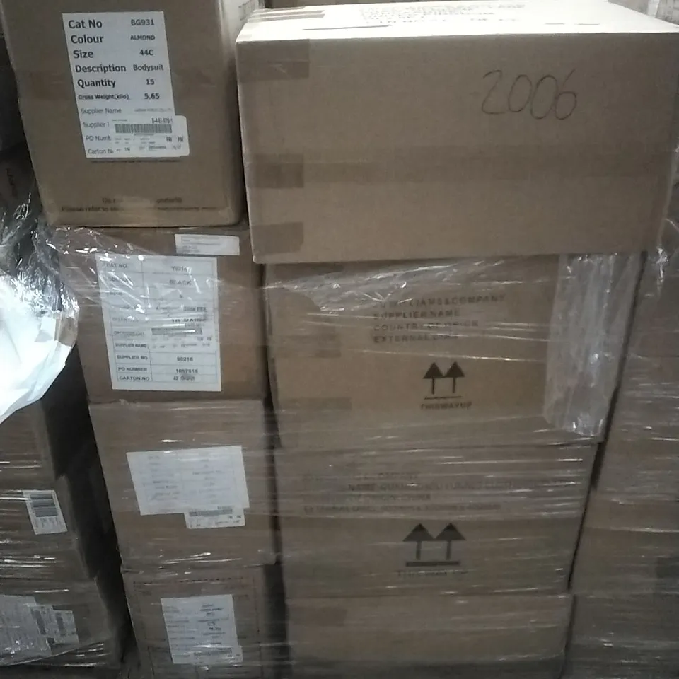 PALLET CONTAINING APPROXIMATELY 100 BRAND NEW DESIGNER WOMEN'S CLOTHES WHICH INCLUDE; JD WILLIAMS TOPS, DRESSES ETC
