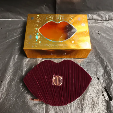 BOXED CHARLOTTE TILBURY HOT LIPS BAG WITH LIPSTICK TRIO