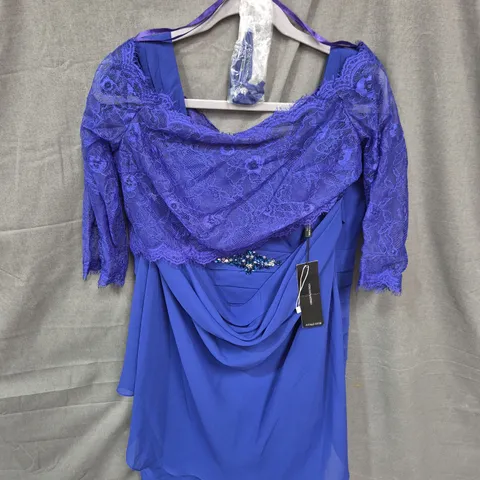 WOMEN'S ROYAL BLUE LACE-OVERLAY EVENING DRESS, SIZE 10