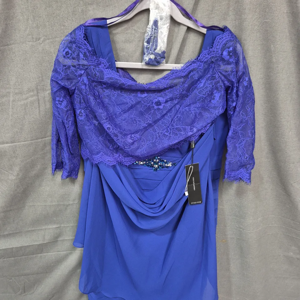 WOMEN'S ROYAL BLUE LACE-OVERLAY EVENING DRESS, SIZE 10