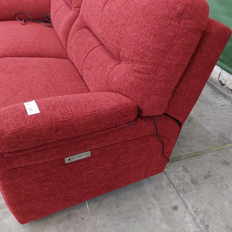 QUALITY BRITISH DESIGNER G PLAN SEATTLE POWER RECLINING THREE SEATER SOFA RUSH CLARET FABRIC 