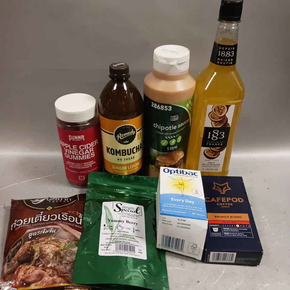 15 X ASSORTED FOOD/DRINK PRODUCTS TO INCLUDE CAFEPOD PODS, APPLE CIDER VINEGAR GUMMIES, CHIPOTLE SAUCE ETC - COLLECTION ONLY 