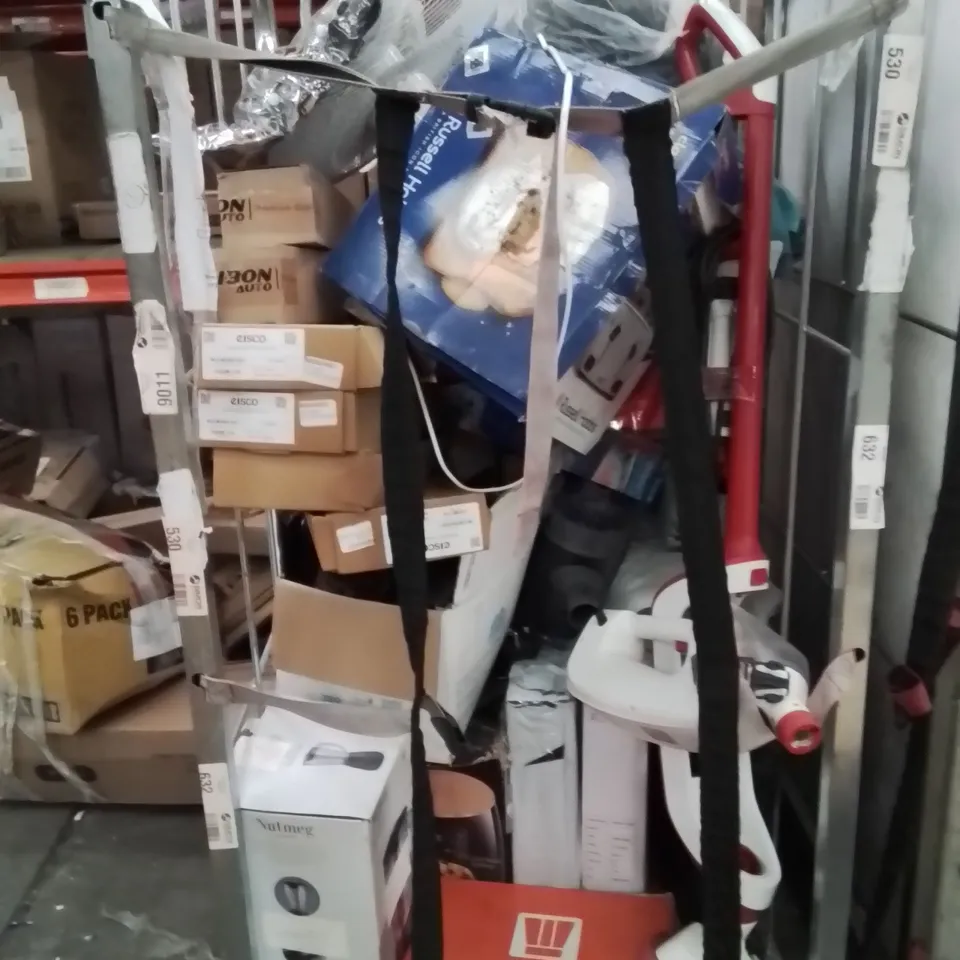 CAGE OF ASSORTED HOUSEHOLD GOODS AND PRODUCTS TO INCLUDE;STEAMER,BLENDER,TOASTER,FAN