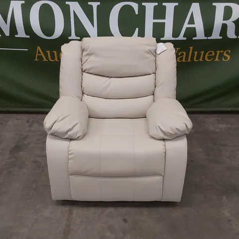 SORRENTO IVORY FAUX LEATHER MANUAL RECLINER ARMCHAIR 