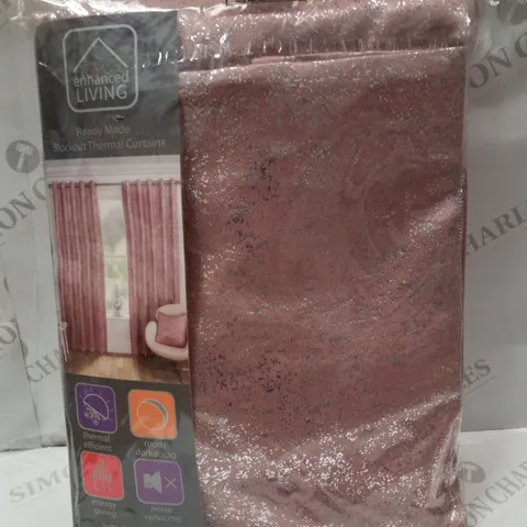 BRAND NEW ENHANCED LIVING HALO 117×137CM FULLY LINED THERMAL EYELET CURTAINS - PINK