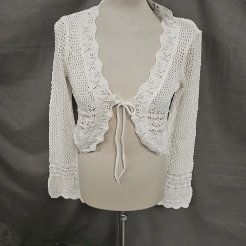 URBAN OUTFITTERS RHODES STITCHY TIE FRONT TOP IN CREME SIZE M
