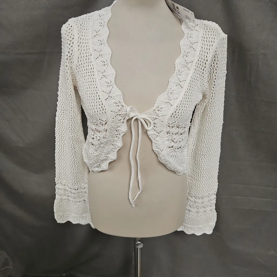 URBAN OUTFITTERS RHODES STITCHY TIE FRONT TOP IN CREME SIZE M