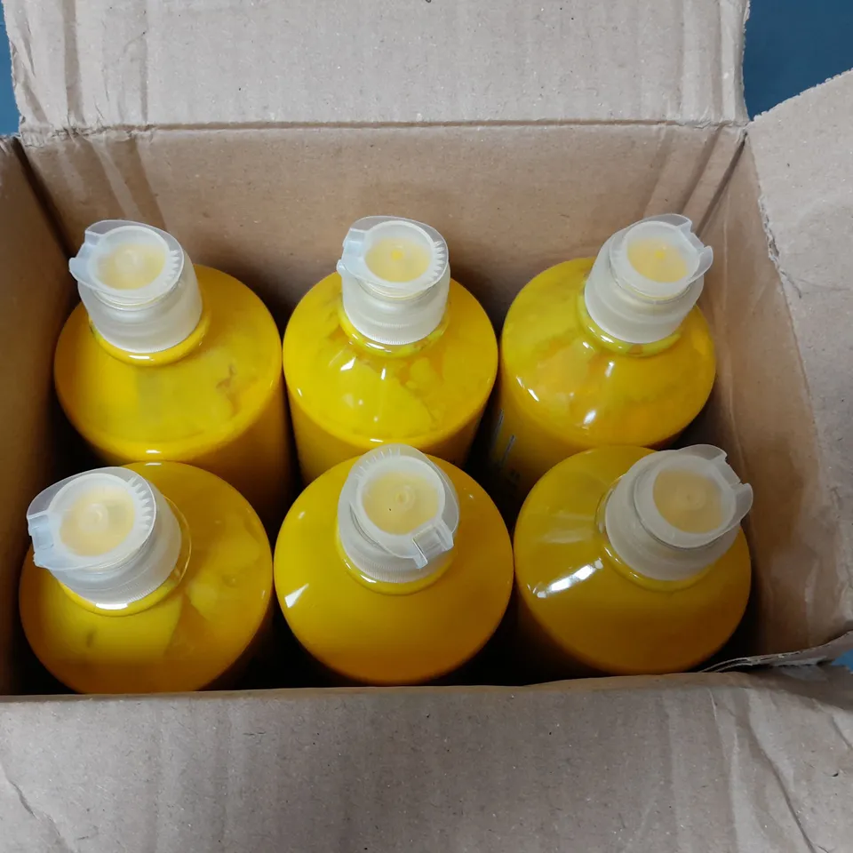 LOT OF 6 BOTTLES OF READY MIXED PAINT - YELLOW - 600ML PER BOTTLE
