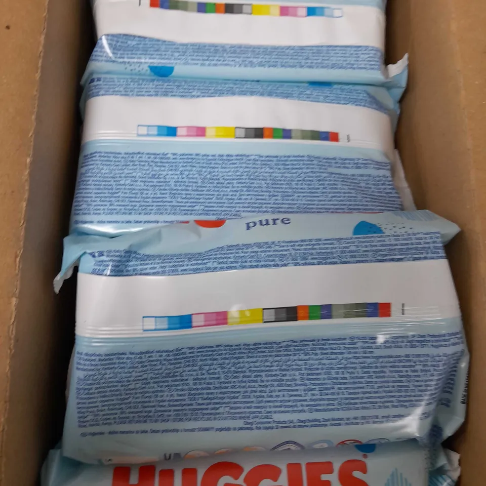 BOX OF APPROXIMATELY 15 PACKS OF HUGGIES BABY WIPES 