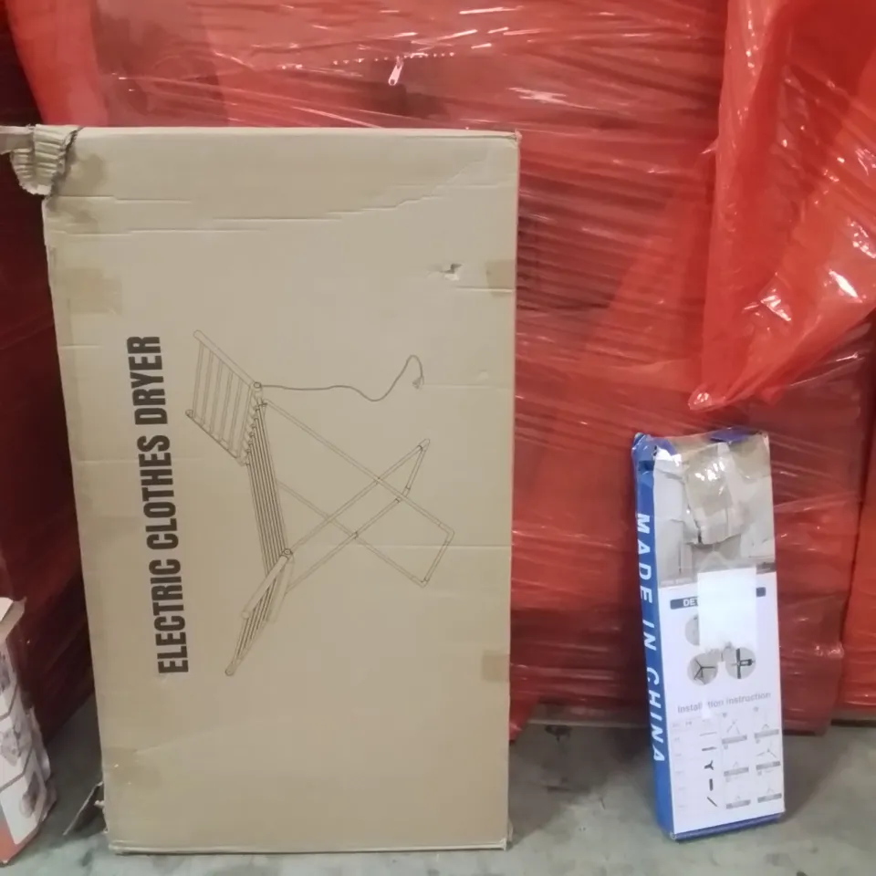 PALLET OF ASSORTED HOUSEHOLD GOODS AND PRODUCTS TO INCLUDE;ELECTRIC CLOTHES AIRER,CLOTHES AIRER