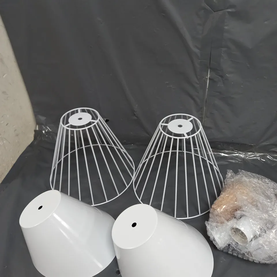 SET OF 2 BIRDCAGE LIGHTSHADES AND PENDANT