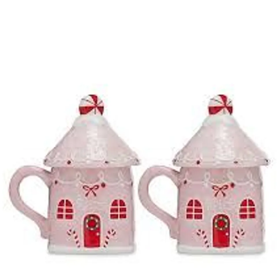 BOXED FESTIVE SET OF 2 CHRISTMAS SHAPED MUGS