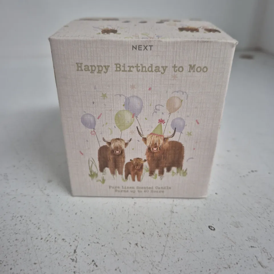 NEXT HAPPY BIRTHDAY TO MOO PURE LINEN SCENTED CANDLE – 210G