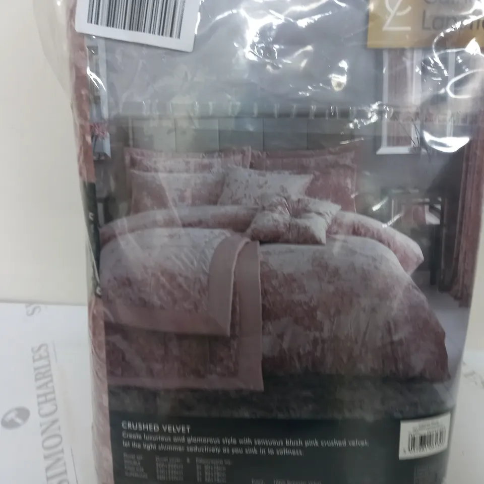 CATHERINE LANSFIELD CRUSHED VELVET DOUBLE QUILTSET - BLUSH