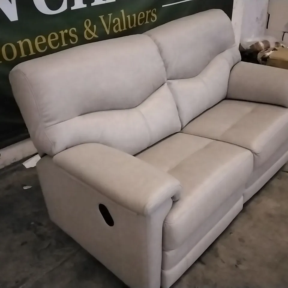 QUALITY BRITISH DESIGNED & MANUFACTURED G PLAN LIGHT GREY LEATHER ELECTRIC RECLINING 2 SEATER SOFA