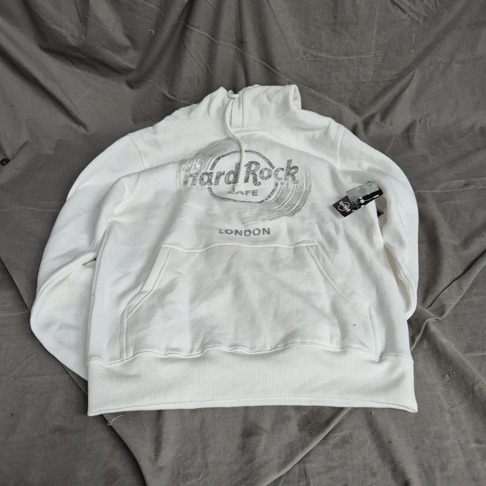 HARD ROCK CAFE UNISEX NEW VINYL HOODIE IN WHITE SIZE M