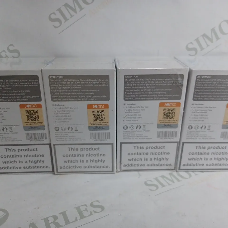 BOX OF APPROX 4 SEALED JOME VAPIO MINI 50W TPD VERSION IN YELLOW