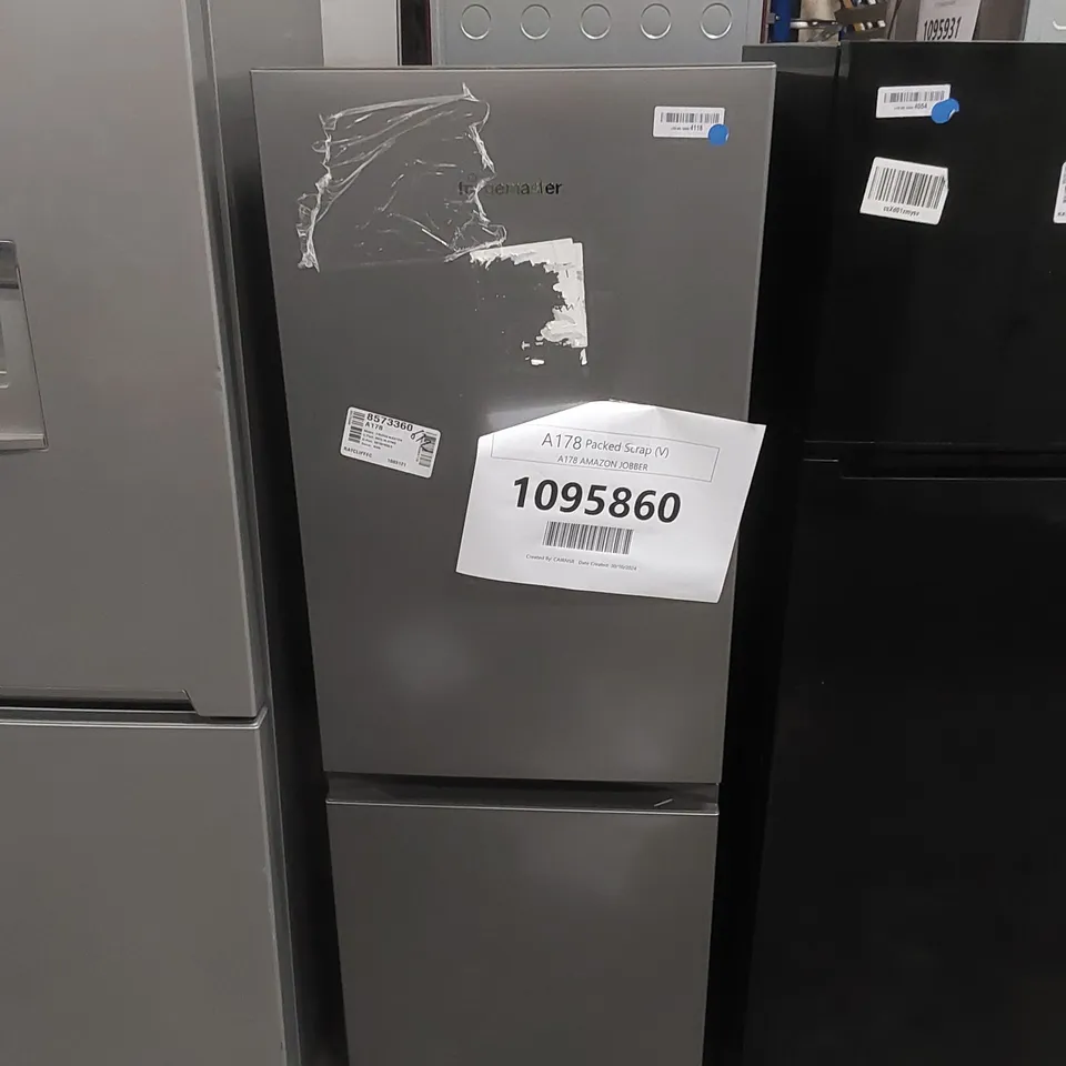 FRIDGEMASTER MC50165ES, 50cm FREESTANDING 60/40 FRIDGE FREEZER SILVER - UNPROCESSED RAW RETURN 