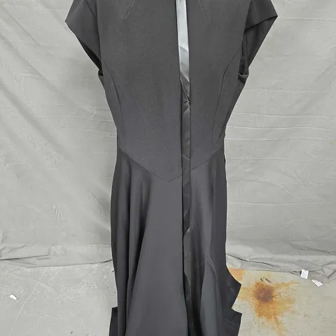 ODDMUSE THE ULTIMATE MUSE HIGH WAIST CAP SLEEVE MIDI DRESS IN BLACK SIZE XXL