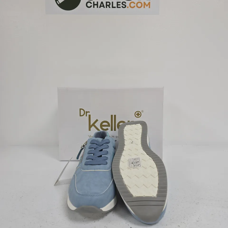 DR KELLER BLUE SUEDE SNEAKERS WITH METALLIC PANELS – BOXED SIZE EU 40