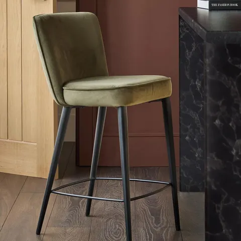 BOXED DANETTI SERENA OLIVE GREEN VELVET BAR STOOL