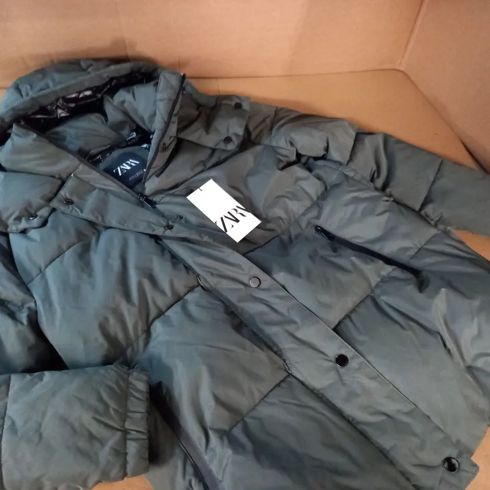ZARA GREEN PADDED COAT - XS