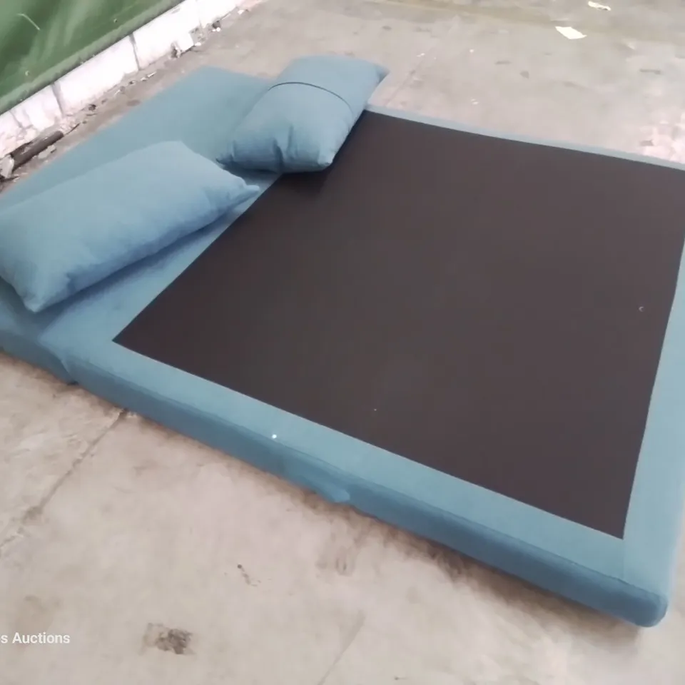 DESIGNER FOLD-OUT SOFA BED TURQUOISE FABRIC 