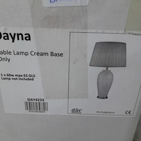 BOXED DAR LIGHTING DAYNA TABLE LAMP IN CREAM - BASE ONLY