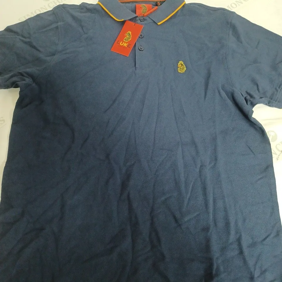 LUKE RICKEY GOLF TIPPED S/SMALL POLO IN NAVY - XL
