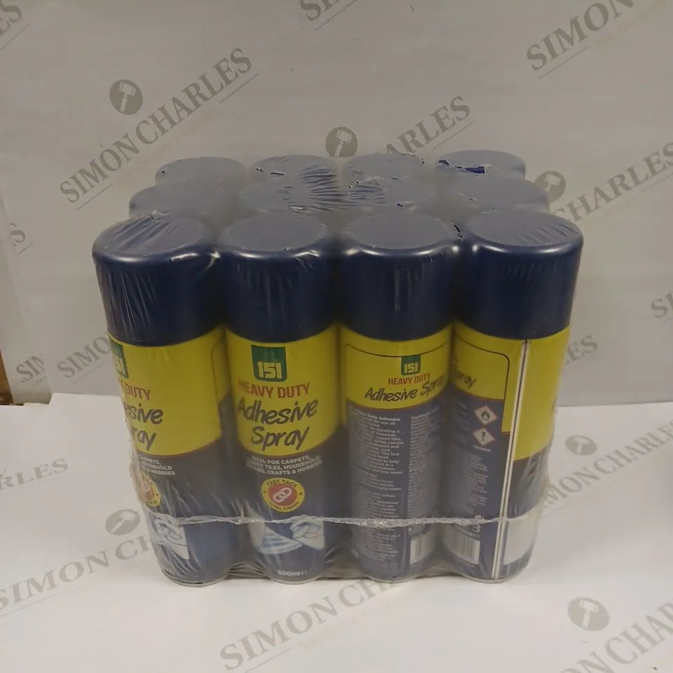 BOX OF 12 151 HEAVY DUTY ADHESIVE SPRAY CANS - 12 X 500ML - COLLECTION ONLY 