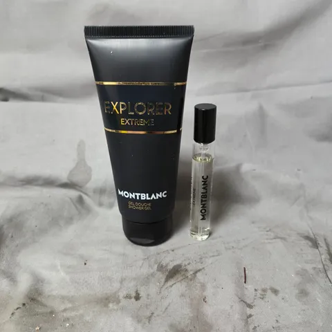 MONTBLANC EXPLORER EXTREME SHOWER GEL AND 7.5ML PARFUM NATURAL SPRAY