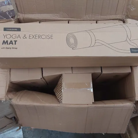 BOX CONTAINING APPROXIMATELY 10 BOXED KAYMAN YOGA MATS - COLOURS MAY VARY