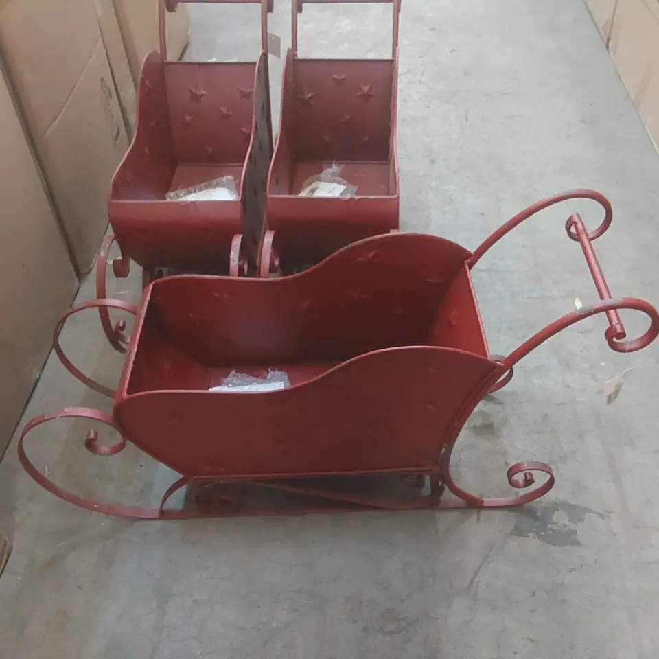 SET OF 3 DECORATIVE SANTA'S SLEIGHS 