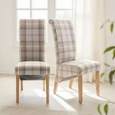 BOXED PAIR OR CHESTER DINING CHAIRS WOVEN CHECK NATURAL