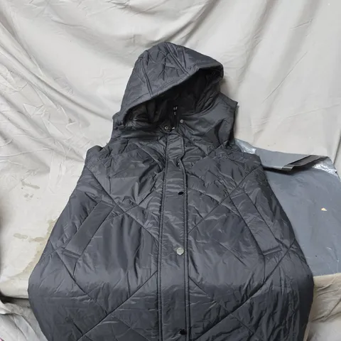 CENTIGRADE BLACK PADDED SLEEVELESS HOODED JACKET SMALL