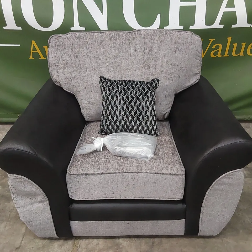 NARVA FABRIC/FAUX LEATHER ARMCHAIR RRP £799