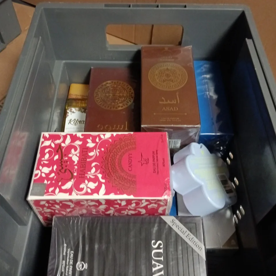 APPROXIMATELY 10 ASSORTED PERFUMES INCLUDING DAISE LOWKEY AND SUAVE 