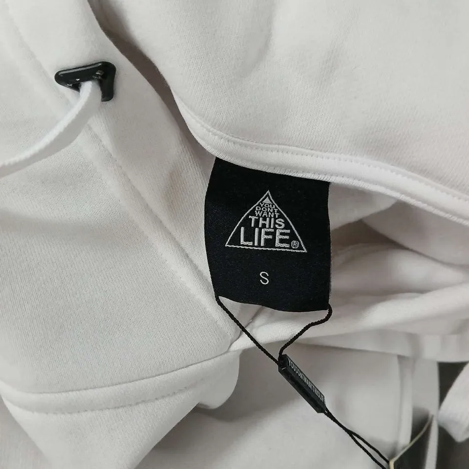 YOU DON'T WANT THIS LIFE PAINTER HOODIE – WHITE, SIZE S