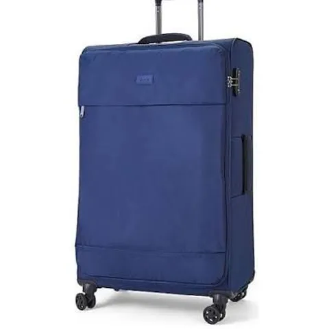 ROCK LUGGAGE PARIS 8 WHEEL SOFTSHELL LIGHTWEIGHT LARGE SUITCASE WITH LOCK -NAVY - COLLECTION ONLY