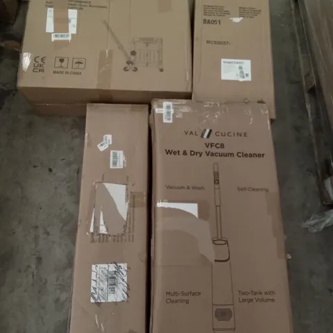 PALLET OF ASSORTED ITEMS INCLUDING AMAGABELI FIREPLACE TOOL SET, FOLDING SHOPPING TROLLEY, VAL CUCINE WET & DRY VACUUM CLEANER, INNOTIC CLOTHES DRYER, HOMIDEC TELESCOPIC LADDER