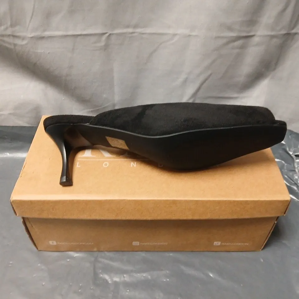 RAID LONDON BLACK SUEDE MULE HEEL – OPEN-TOE WOMEN'S SHOES UK SIZE 6