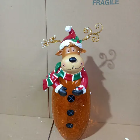 FESTIVE PRE-LIT LARGE GLASS CHRISTMAS CHARACTER - REINDEER