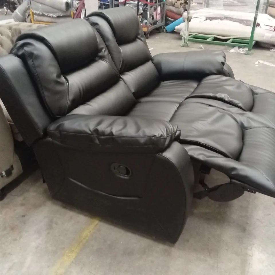 VANCOUVER 2 SEATER MANUAL RECLINER SOFA, BLACK PREMIUM FAUX LEATHER