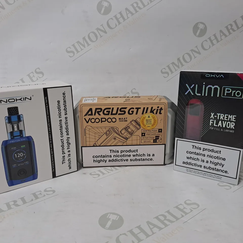APPROXIMATELY 20 ASSORTED E-CIGARETTE PRODUCTS TO INCLUDE INNOKIN PROTON MINI AJAX, OXVA XLIM PRO, VOOPOO ARGUS GT II KIT